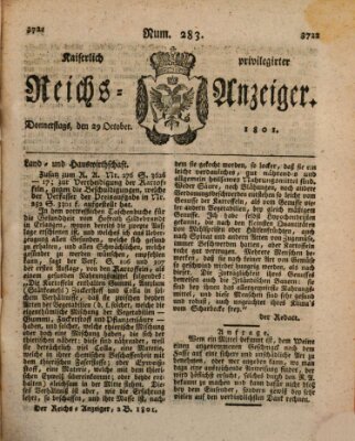 Kaiserlich privilegirter Reichs-Anzeiger (Allgemeiner Anzeiger der Deutschen) Donnerstag 29. Oktober 1801