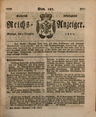 Kaiserlich privilegirter Reichs-Anzeiger (Allgemeiner Anzeiger der Deutschen) Montag 2. November 1801