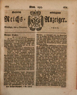 Kaiserlich privilegirter Reichs-Anzeiger (Allgemeiner Anzeiger der Deutschen) Dienstag 10. November 1801