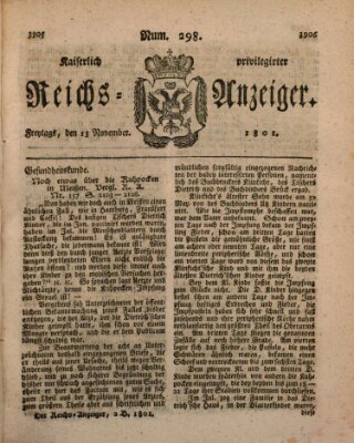 Kaiserlich privilegirter Reichs-Anzeiger (Allgemeiner Anzeiger der Deutschen) Freitag 13. November 1801