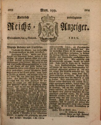 Kaiserlich privilegirter Reichs-Anzeiger (Allgemeiner Anzeiger der Deutschen) Samstag 14. November 1801