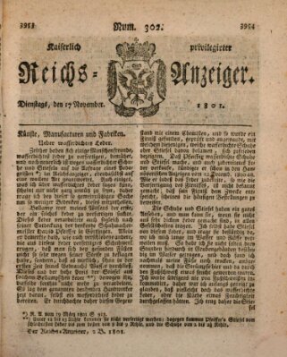 Kaiserlich privilegirter Reichs-Anzeiger (Allgemeiner Anzeiger der Deutschen) Dienstag 17. November 1801