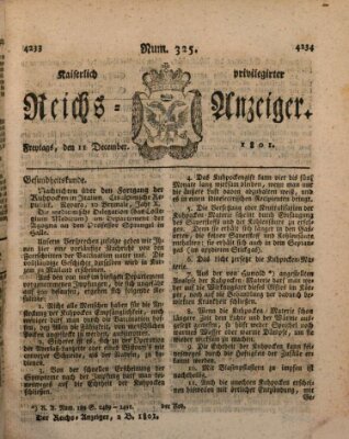 Kaiserlich privilegirter Reichs-Anzeiger (Allgemeiner Anzeiger der Deutschen) Freitag 11. Dezember 1801