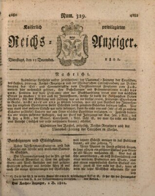 Kaiserlich privilegirter Reichs-Anzeiger (Allgemeiner Anzeiger der Deutschen) Dienstag 15. Dezember 1801