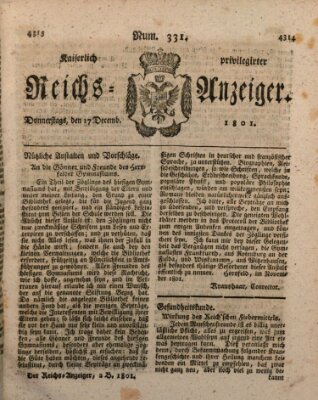 Kaiserlich privilegirter Reichs-Anzeiger (Allgemeiner Anzeiger der Deutschen) Donnerstag 17. Dezember 1801