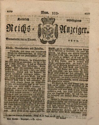 Kaiserlich privilegirter Reichs-Anzeiger (Allgemeiner Anzeiger der Deutschen) Samstag 19. Dezember 1801