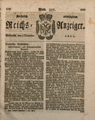 Kaiserlich privilegirter Reichs-Anzeiger (Allgemeiner Anzeiger der Deutschen) Mittwoch 23. Dezember 1801