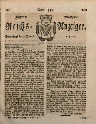 Kaiserlich privilegirter Reichs-Anzeiger (Allgemeiner Anzeiger der Deutschen) Donnerstag 24. Dezember 1801