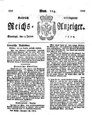 Kaiserlich privilegirter Reichs-Anzeiger (Allgemeiner Anzeiger der Deutschen) Sonntag 13. Juni 1802