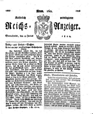 Kaiserlich privilegirter Reichs-Anzeiger (Allgemeiner Anzeiger der Deutschen) Samstag 19. Juni 1802