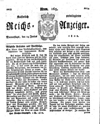 Kaiserlich privilegirter Reichs-Anzeiger (Allgemeiner Anzeiger der Deutschen) Donnerstag 24. Juni 1802