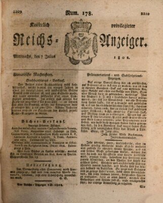 Kaiserlich privilegirter Reichs-Anzeiger (Allgemeiner Anzeiger der Deutschen) Mittwoch 7. Juli 1802