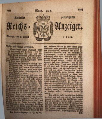 Kaiserlich privilegirter Reichs-Anzeiger (Allgemeiner Anzeiger der Deutschen) Montag 23. August 1802