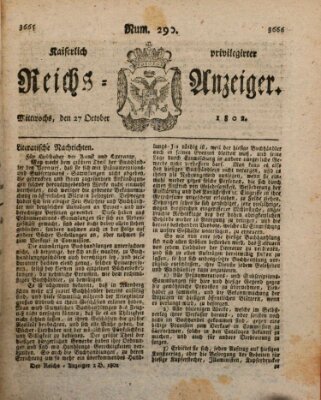 Kaiserlich privilegirter Reichs-Anzeiger (Allgemeiner Anzeiger der Deutschen) Mittwoch 27. Oktober 1802