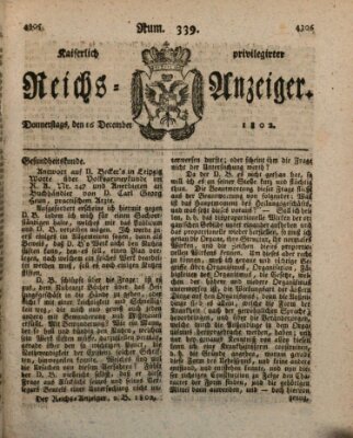 Kaiserlich privilegirter Reichs-Anzeiger (Allgemeiner Anzeiger der Deutschen) Donnerstag 16. Dezember 1802