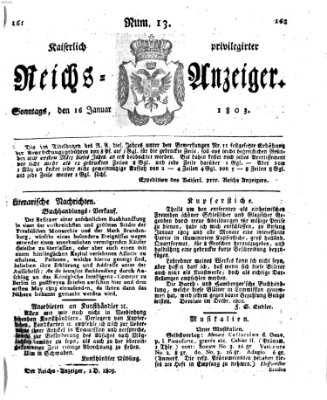 Kaiserlich privilegirter Reichs-Anzeiger (Allgemeiner Anzeiger der Deutschen) Sonntag 16. Januar 1803