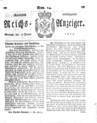 Kaiserlich privilegirter Reichs-Anzeiger (Allgemeiner Anzeiger der Deutschen) Montag 17. Januar 1803