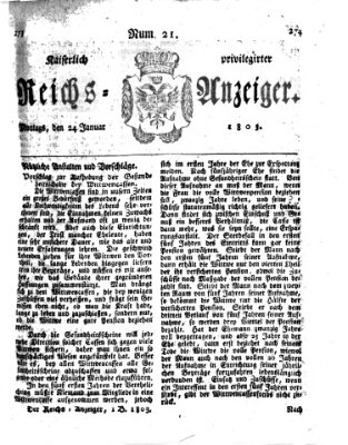 Kaiserlich privilegirter Reichs-Anzeiger (Allgemeiner Anzeiger der Deutschen) Montag 24. Januar 1803