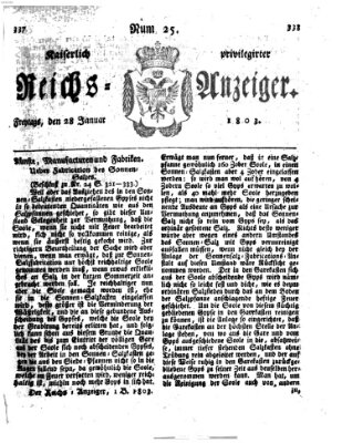 Kaiserlich privilegirter Reichs-Anzeiger (Allgemeiner Anzeiger der Deutschen) Freitag 28. Januar 1803