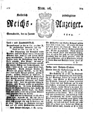 Kaiserlich privilegirter Reichs-Anzeiger (Allgemeiner Anzeiger der Deutschen) Samstag 29. Januar 1803