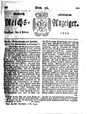 Kaiserlich privilegirter Reichs-Anzeiger (Allgemeiner Anzeiger der Deutschen) Dienstag 8. Februar 1803