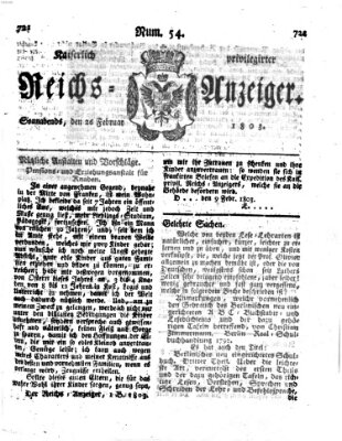 Kaiserlich privilegirter Reichs-Anzeiger (Allgemeiner Anzeiger der Deutschen) Samstag 26. Februar 1803