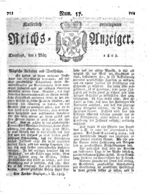 Kaiserlich privilegirter Reichs-Anzeiger (Allgemeiner Anzeiger der Deutschen) Dienstag 1. März 1803