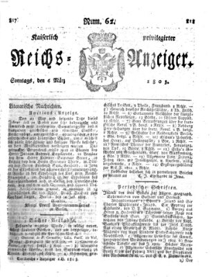 Kaiserlich privilegirter Reichs-Anzeiger (Allgemeiner Anzeiger der Deutschen) Sonntag 6. März 1803