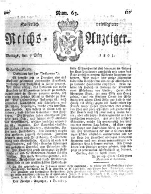 Kaiserlich privilegirter Reichs-Anzeiger (Allgemeiner Anzeiger der Deutschen) Montag 7. März 1803