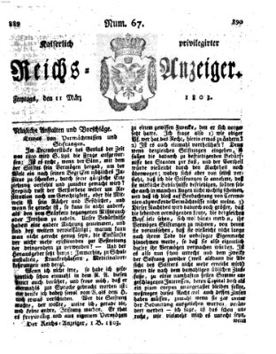 Kaiserlich privilegirter Reichs-Anzeiger (Allgemeiner Anzeiger der Deutschen) Freitag 11. März 1803