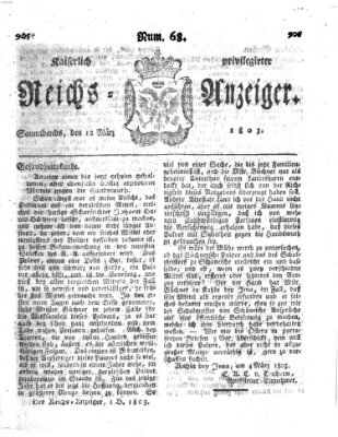 Kaiserlich privilegirter Reichs-Anzeiger (Allgemeiner Anzeiger der Deutschen) Samstag 12. März 1803