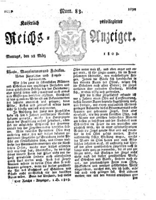 Kaiserlich privilegirter Reichs-Anzeiger (Allgemeiner Anzeiger der Deutschen) Montag 28. März 1803