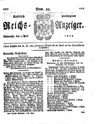 Kaiserlich privilegirter Reichs-Anzeiger (Allgemeiner Anzeiger der Deutschen) Mittwoch 13. April 1803