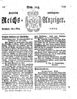 Kaiserlich privilegirter Reichs-Anzeiger (Allgemeiner Anzeiger der Deutschen) Dienstag 3. Mai 1803