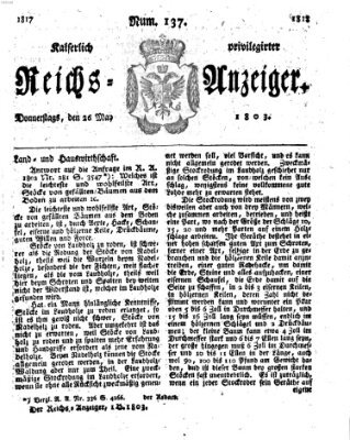 Kaiserlich privilegirter Reichs-Anzeiger (Allgemeiner Anzeiger der Deutschen) Donnerstag 26. Mai 1803