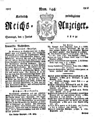 Kaiserlich privilegirter Reichs-Anzeiger (Allgemeiner Anzeiger der Deutschen) Sonntag 5. Juni 1803