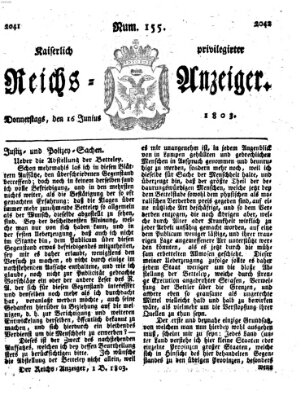 Kaiserlich privilegirter Reichs-Anzeiger (Allgemeiner Anzeiger der Deutschen) Donnerstag 16. Juni 1803