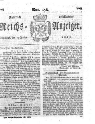 Kaiserlich privilegirter Reichs-Anzeiger (Allgemeiner Anzeiger der Deutschen) Sonntag 19. Juni 1803