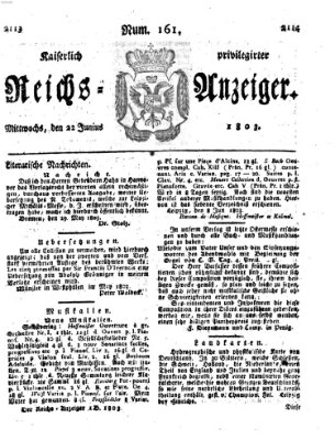 Kaiserlich privilegirter Reichs-Anzeiger (Allgemeiner Anzeiger der Deutschen) Mittwoch 22. Juni 1803