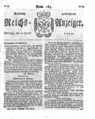 Kaiserlich privilegirter Reichs-Anzeiger (Allgemeiner Anzeiger der Deutschen) Sonntag 26. Juni 1803
