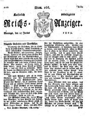 Kaiserlich privilegirter Reichs-Anzeiger (Allgemeiner Anzeiger der Deutschen) Montag 27. Juni 1803