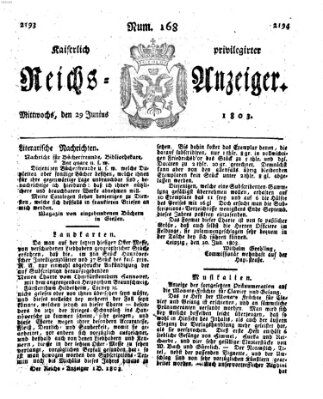 Kaiserlich privilegirter Reichs-Anzeiger (Allgemeiner Anzeiger der Deutschen) Mittwoch 29. Juni 1803