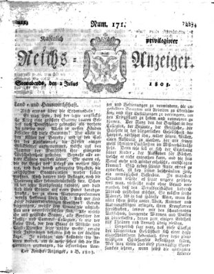 Kaiserlich privilegirter Reichs-Anzeiger (Allgemeiner Anzeiger der Deutschen) Samstag 2. Juli 1803