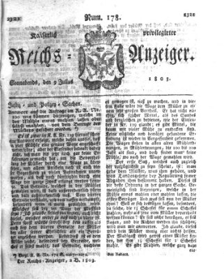 Kaiserlich privilegirter Reichs-Anzeiger (Allgemeiner Anzeiger der Deutschen) Samstag 9. Juli 1803