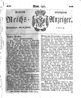 Kaiserlich privilegirter Reichs-Anzeiger (Allgemeiner Anzeiger der Deutschen) Donnerstag 28. Juli 1803