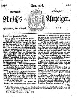 Kaiserlich privilegirter Reichs-Anzeiger (Allgemeiner Anzeiger der Deutschen) Samstag 6. August 1803