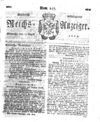 Kaiserlich privilegirter Reichs-Anzeiger (Allgemeiner Anzeiger der Deutschen) Mittwoch 17. August 1803