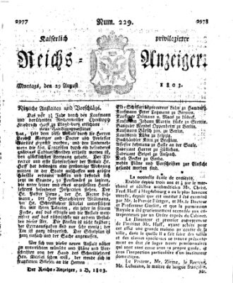 Kaiserlich privilegirter Reichs-Anzeiger (Allgemeiner Anzeiger der Deutschen) Montag 29. August 1803