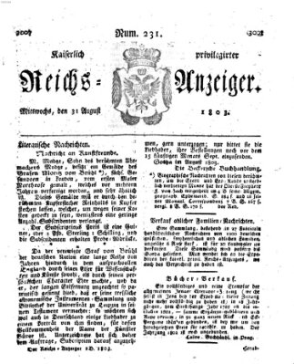 Kaiserlich privilegirter Reichs-Anzeiger (Allgemeiner Anzeiger der Deutschen) Mittwoch 31. August 1803