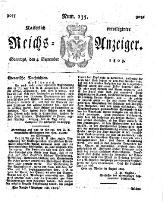 Kaiserlich privilegirter Reichs-Anzeiger (Allgemeiner Anzeiger der Deutschen) Sonntag 4. September 1803